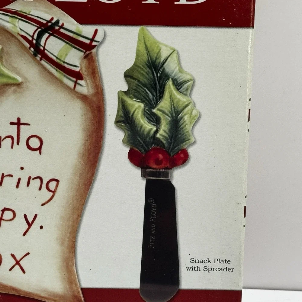 2009 Ceramic Fitz & Floyd Dear Santa BRING ME A PUPPY Snack Plate Spreader & Box